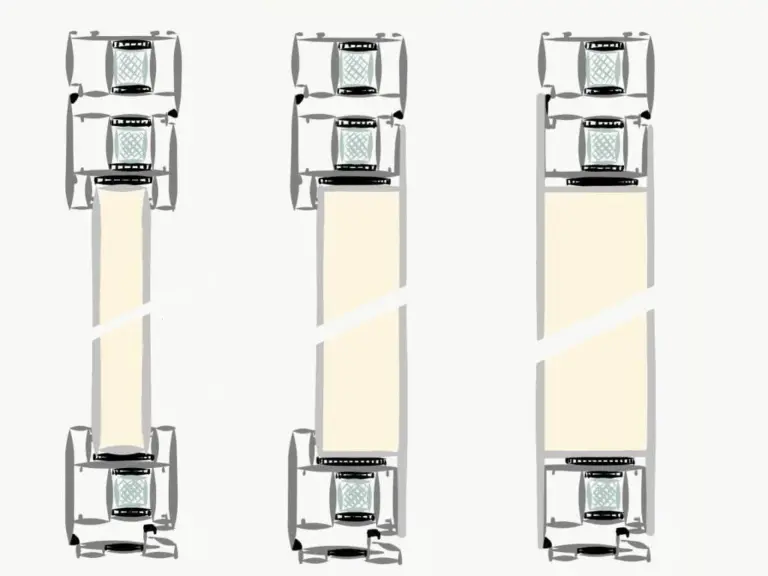 Illustration von Türfüllungen im Querschnitt. Zeigt verschiedene Schichten für Effizienz und Design von NORTA.
