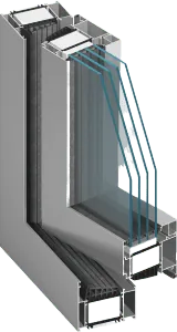 Aluminium Fensterprofil MB 104 Passiv von NORTA. Ideal für energieeffiziente Gebäude mit hoher Wärmedämmung.