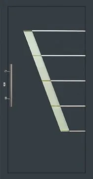 Aluminium-Haustür Modell 1001 von NORTA. Stylisches Design mit Glaselementen und modernem Griff sorgt für eleganten Eingang.