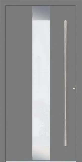 Moderne Aluminium-Haustür Modell 2314 in Grau von NORTA. Stilvoller Eingangsbereich mit hoher Sicherheit und Dämmung.