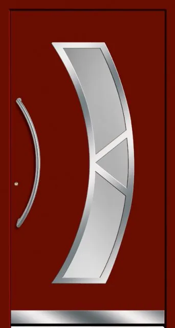 Moderne Aluminium-Haustür Modell 2514 in Rot von NORTA. Stilvoller Eingangsbereich mit hoher Sicherheit und Dämmung.