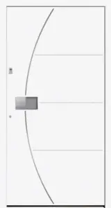 Moderne Aluminium-Haustür HTA-5514 in Weiß von NORTA. Stilvoller Eingangsbereich mit hoher Sicherheit und Dämmung.