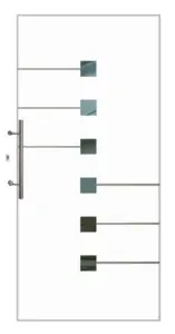 Moderne Aluminium-Haustür Modell 1010 von NORTA. Stilvolles Design mit Glaselementen und Edelstahlgriff für hohe Sicherheit und Dämmung.