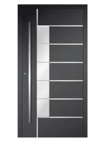 Moderne Aluminium-Haustür Modell 02 von NORTA. Stilvoller Eingangsbereich mit hoher Sicherheit und Dämmung.