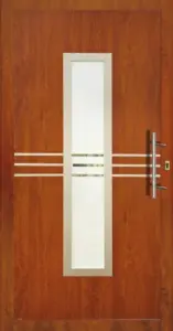 Moderne Aluminium-Haustür Modell 08 in Braun von NORTA. Stilvoller Eingangsbereich mit hohem Sicherheitsstandard und eleganter Verglasung.