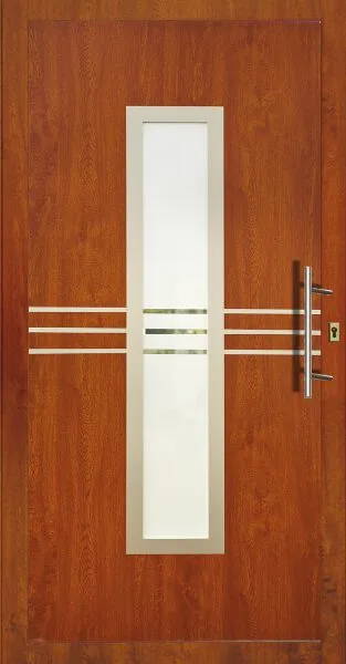 Moderne Aluminium-Haustür Modell 08 in Braun von NORTA. Stilvoller Eingangsbereich mit hohem Sicherheitsstandard und eleganter Verglasung.