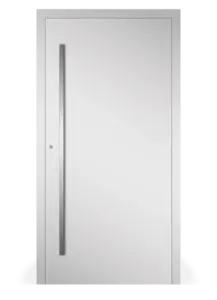 Moderne Aluminium-Haustür Modell 10 in Weiß von NORTA. Stilvoller Eingangsbereich mit hoher Sicherheit und Dämmung.