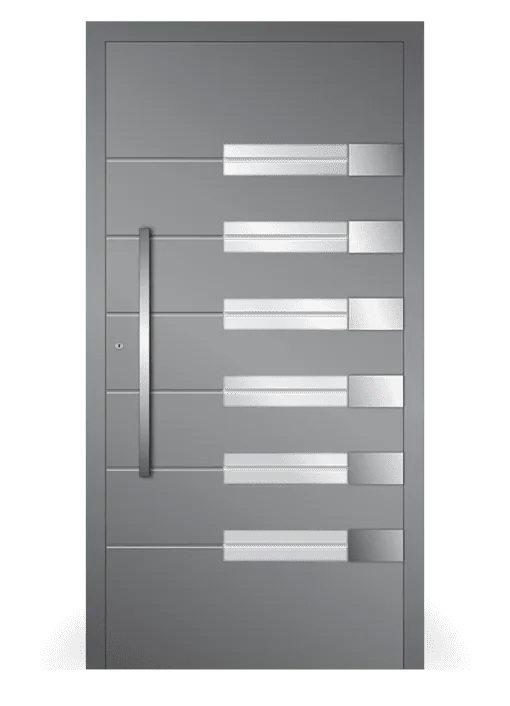 Moderne Aluminium-Haustür Modell 18 von NORTA. Stilvoller Eingangsbereich mit hoher Sicherheit und Dämmung.