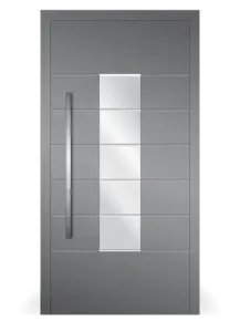 Moderne Aluminium-Haustür Inspiro Design von NORTA. Stilvoller Eingangsbereich mit hohen Sicherheitseigenschaften und moderner Ästhetik.