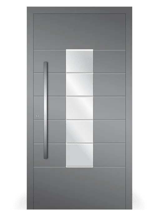 Moderne Aluminium-Haustür Inspiro Design von NORTA. Stilvoller Eingangsbereich mit hohen Sicherheitseigenschaften und moderner Ästhetik.