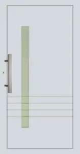 Moderne Aluminium-Haustür Modell 2 in hellem Design von NORTA. Stilvolle Optik mit Glaseinsatz und elegantem Griff.