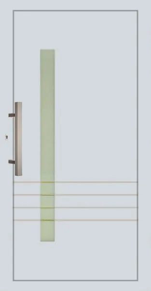 Moderne Aluminium-Haustür Modell 2 in hellem Design von NORTA. Stilvolle Optik mit Glaseinsatz und elegantem Griff.
