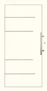 Moderne Aluminium-Haustür Modell 06 in Weiß von NORTA. Stilvoller Eingangsbereich mit hoher Sicherheit und Dämmung.