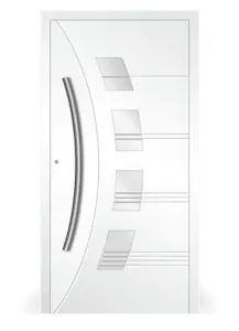 Moderne Aluminium-Haustür Modell 17 in Weiß von NORTA. Stilvoller Eingangsbereich mit hoher Sicherheit und Dämmung.