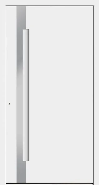 Moderne Aluminium-Haustür 6974 in Hell von NORTA. Stilvolles Design mit schlankem Griff für einen eleganten Eingangsbereich.