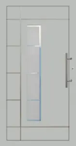 Moderne Aluminium-Haustür mit Glaseinsatz in Grau von NORTA. Stilvoller Eingangsbereich mit hoher Sicherheit und Dämmung.