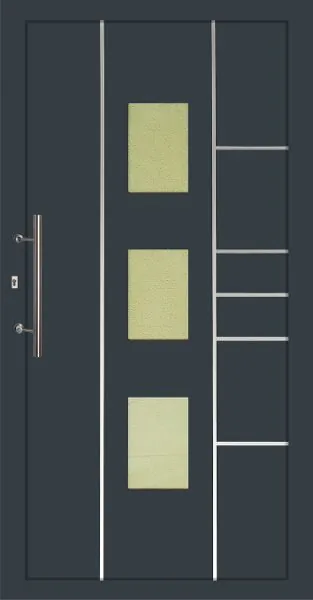 Moderne Aluminium-Haustür mit Griff und Glasdesign von NORTA. Hohe Sicherheit und stilvoller Eingangsbereich.