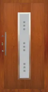 Moderne Aluminium-Haustür mit Glas-Element in Natur-Eiche von NORTA. Stilvoller Eingangsbereich mit hoher Sicherheit und Dämmung.