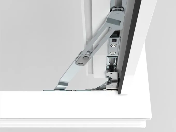 Fensterbeschlag mit Drehbegrenzung von NORTA. Sorgt für sicheren Halt und verhindert ungewolltes Öffnen des Flügels.