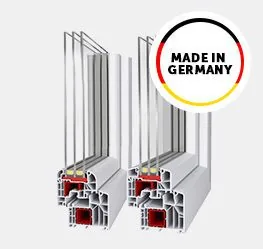 Ideal 8000 Fensterprofil mit Dreifachverglasung von NORTA, Made in Germany. Effektive Wärmedämmung und hochwertige Verarbeitung.