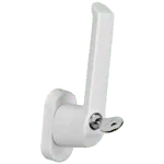 Weißer Fenstergriff mit Schlüssel von NORTA. Funktionales Design für erhöhte Sicherheit und ansprechende Optik.