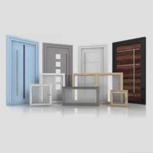 Verschiedene Haustür- und Fensterdesigns von NORTA, stilvoll und funktional für moderne Eingangsbereiche und Wohnräume.