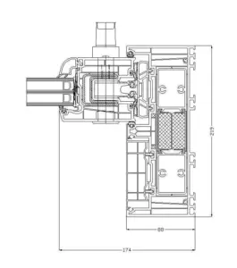 Schüco Hebe-Schiebe-Tür Profil im Querschnitt von NORTA. Hochwertige Lösung für optimale Dämmeigenschaften und Stabilität.