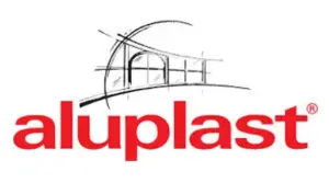 Offizielles Firmenlogo von Aluplast für Fensterlösungen.