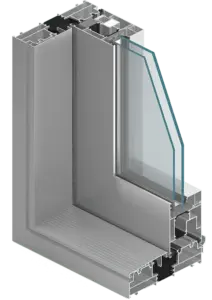 Aluminium Profilschnitt in Silbergrau von NORTA. Ideal für langlebige und elegante Fensterlösungen mit hoher Dämmung.