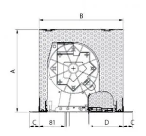 Technische Zeichnung des Styroterm Kastens für Raffstoren von NORTA. Optimale Dämmung für modernen Sonnenschutz.