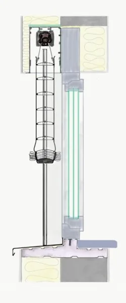 Querprofil eines Rollladens mit Montageelementen. Optimale Dämmung und Schallschutz durch NORTA.