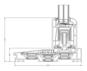Schüco Thermoslide Profilquerschnitt von NORTA. Hochisolierte Schiebetürlösung für optimale Energieeffizienz und modernes Design.