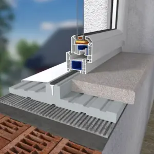 Thermo-FBA Fensterbankanschluss von NORTA. Eliminiert Wärmebrücken unter der Fensterbank und sorgt für optimale Dämmung.