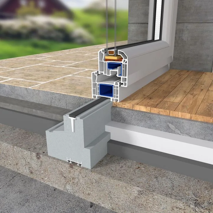 Thermo-FBA Fensterbankanschluss von NORTA. Eliminiert Wärmebrücken unter der Fensterbank und sorgt für optimale Dämmung.