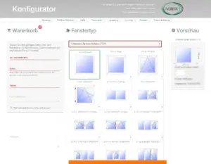 Online-Fensterkonfigurator von NORTA. Benutzerfreundliche Auswahl von Fenstertypen und individuellen Maßen für Fensterlösungen.