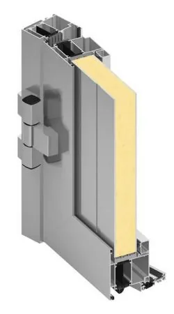 Aluminium Profil-Schnitt einer Haustür von NORTA. Moderne Technik für langlebige und stabile Türrahmen.