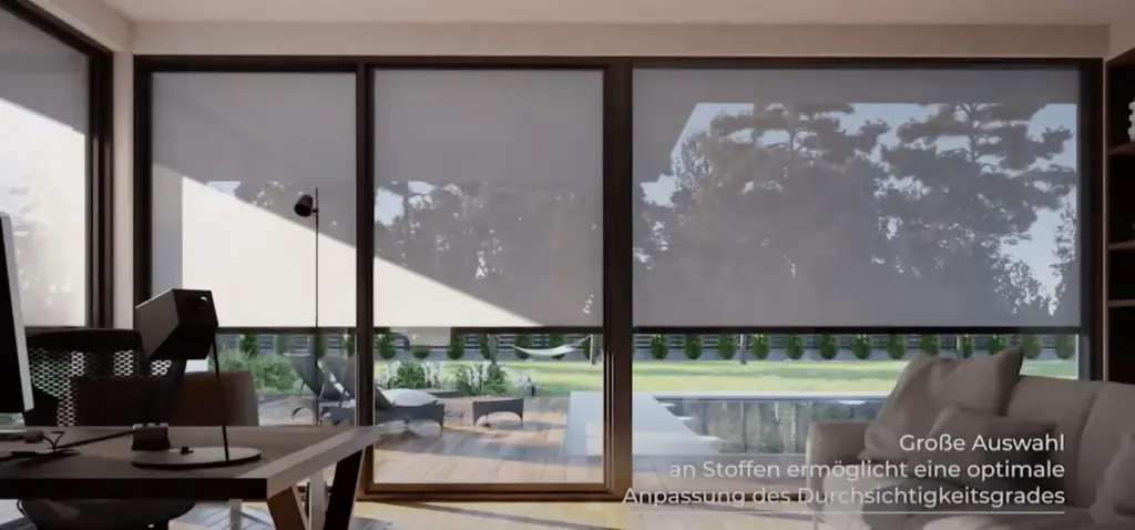 Innenraum-Sichtschutzscreen von NORTA. Effektiver Blendschutz gegen Sonnenreflexionen mit individueller Stoffanpassung.