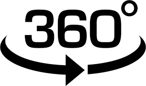 Piktogramm 360-Grad-Ansicht. Grafisches Symbol für die NORTA Webseite.