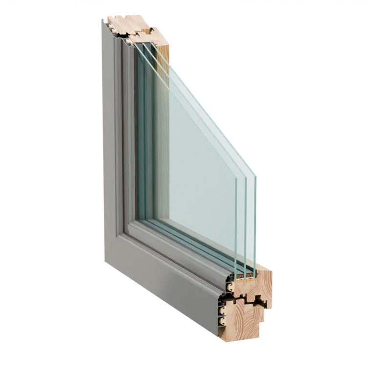 Alu-Holz-Fenster mit dreifach Verglasung von NORTA. Elegantes Retro-Design mit moderner Wärmedämmung.