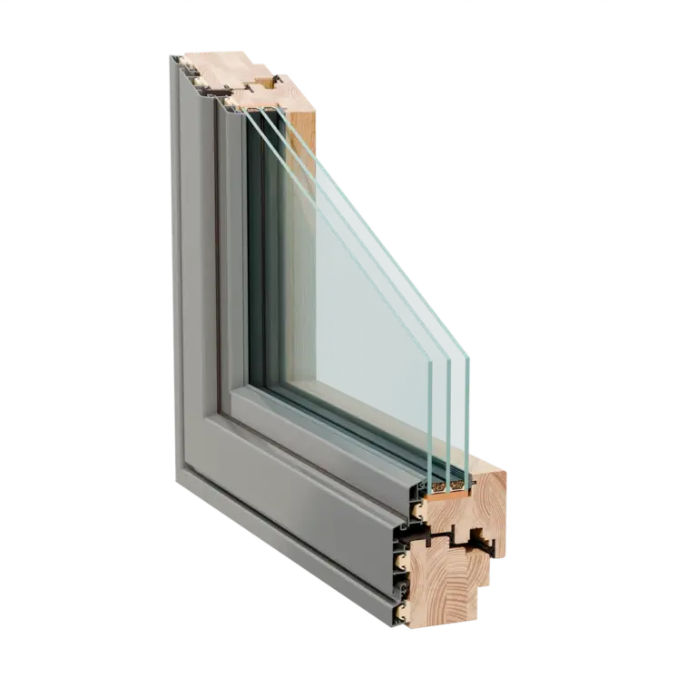 Hochwertiges Alu-Holz-Fenster G Classic mit dreifacher Verglasung von NORTA. Elegante Optik und optimale Wärmedämmung.