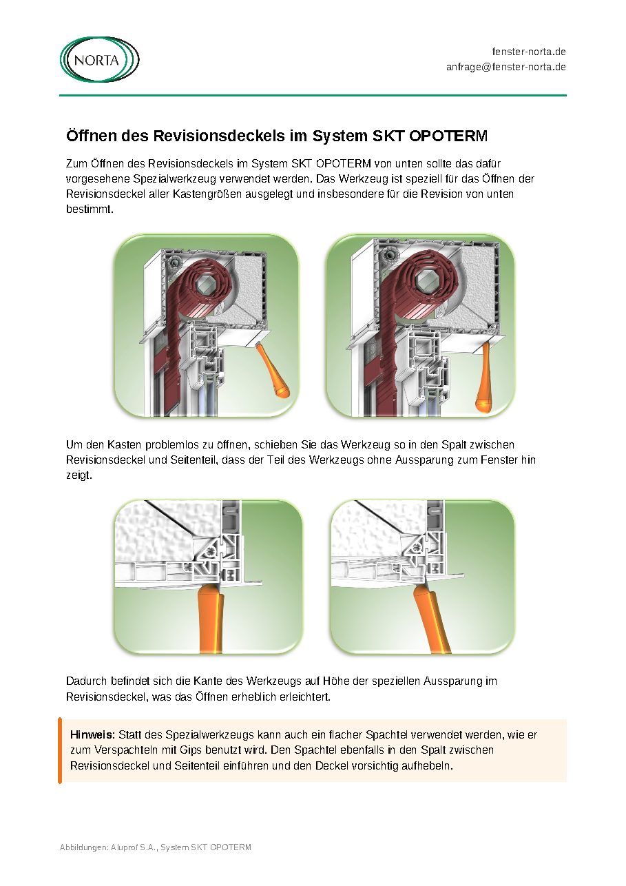Öffnen des Revisionsdeckels im System SKT OPOTERM