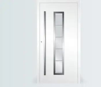 Moderne Alu-Haustür Inspiro Modell 2 in Weiß von NORTA. Stilvoller Eingangsbereich mit hoher Sicherheit und Dämmung.