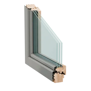Holz-Aluminium-Fensterprofil mit Dreifachverglasung von NORTA. Optimale Isolierung und modernes Design für Ihre Fenster.