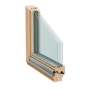 Hochwertiges dreifachverglastes Holzfensterprofil von NORTA. Optimale Dämmung und elegantes Design für Ihr Zuhause.