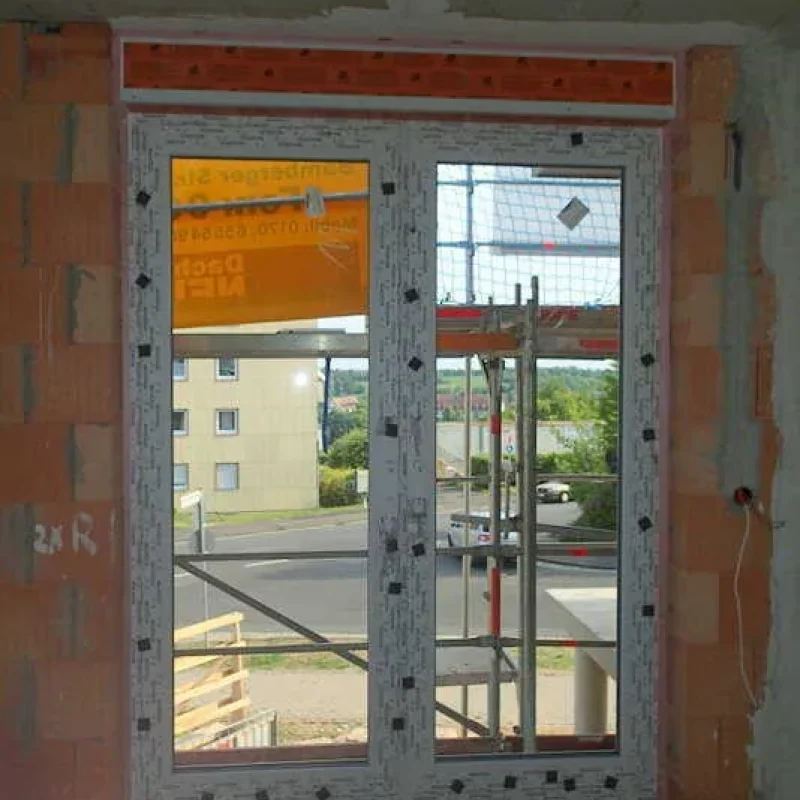 Moderne Fensterinstallation mit integriertem Rollladenkasten in einem Neubau bei NORTA Kitzingen.