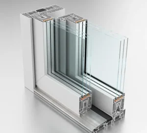 Profil einer Hebe-Schiebe-Tür mit Isolierung von NORTA. Hochwertige Verarbeitung sorgt für hervorragende Wärmedämmung.