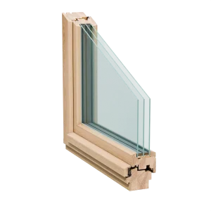 Holzfenster mit Blenden und Wetterschenkeln, 92 mm stark. Hochwertige Dämmung und Design von NORTA.