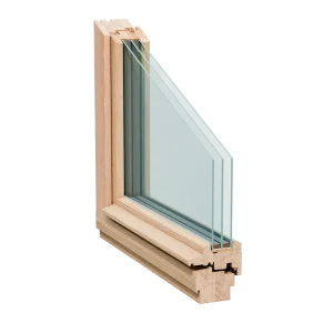 Traditionelles Holzfenster mit Wetterschenkeln von NORTA. Perfekte Wahl für natürlichen Charme und effiziente Wärmeisolierung.