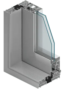 Aluminium Profilschnitt in Silbergrau von NORTA. Ideal für langlebige und elegante Fensterlösungen mit hoher Dämmung.